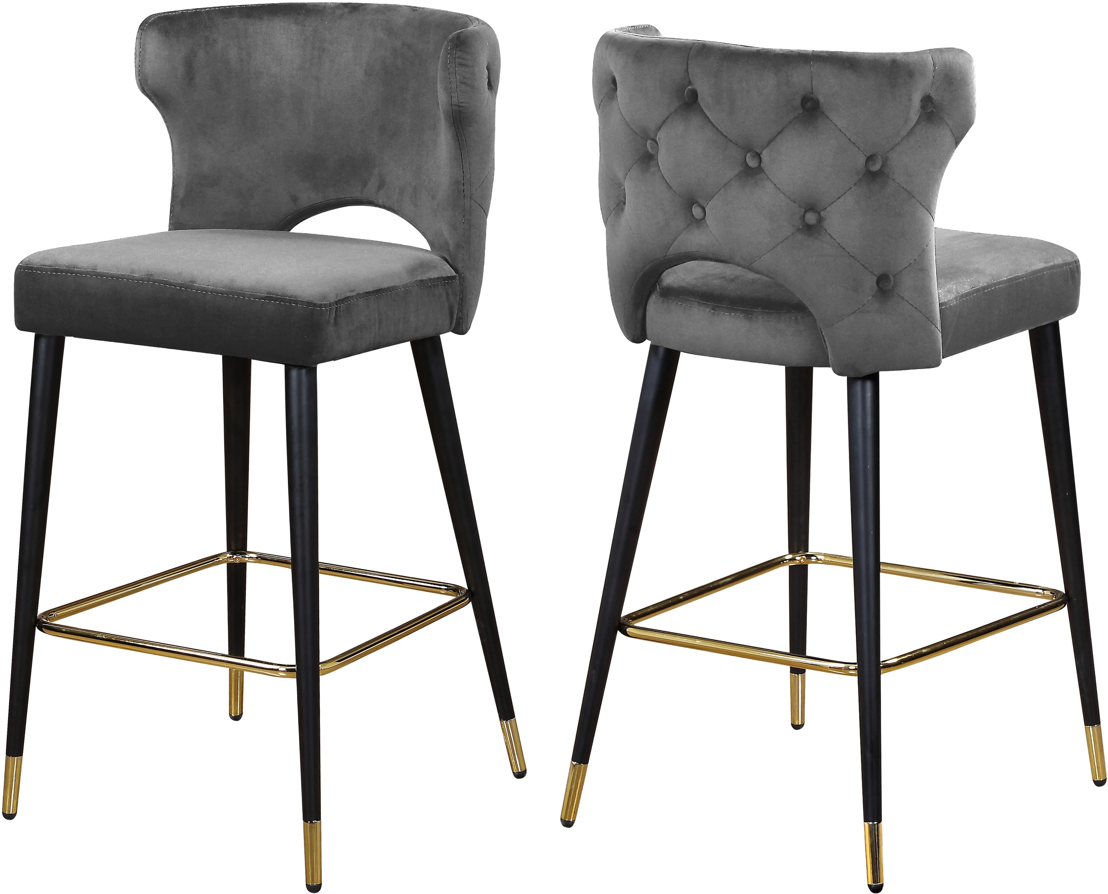 Kelly Grey Velvet Stool