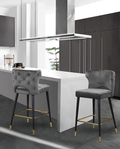 Kelly Grey Velvet Stool - Furnish 4 Less 98 (NY)*