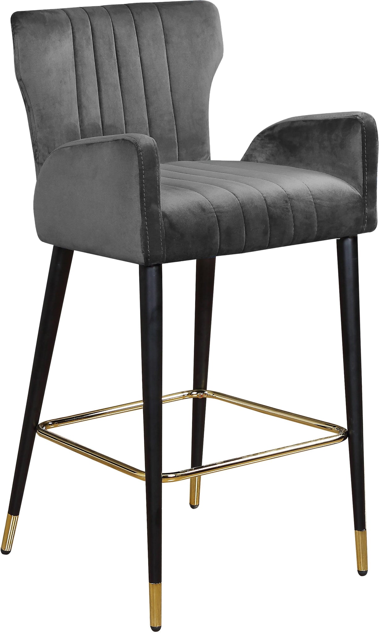 Luxe Grey Velvet Stool - Furnish 4 Less 98 (NY)*