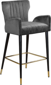 Luxe Grey Velvet Stool - Furnish 4 Less 98 (NY)*