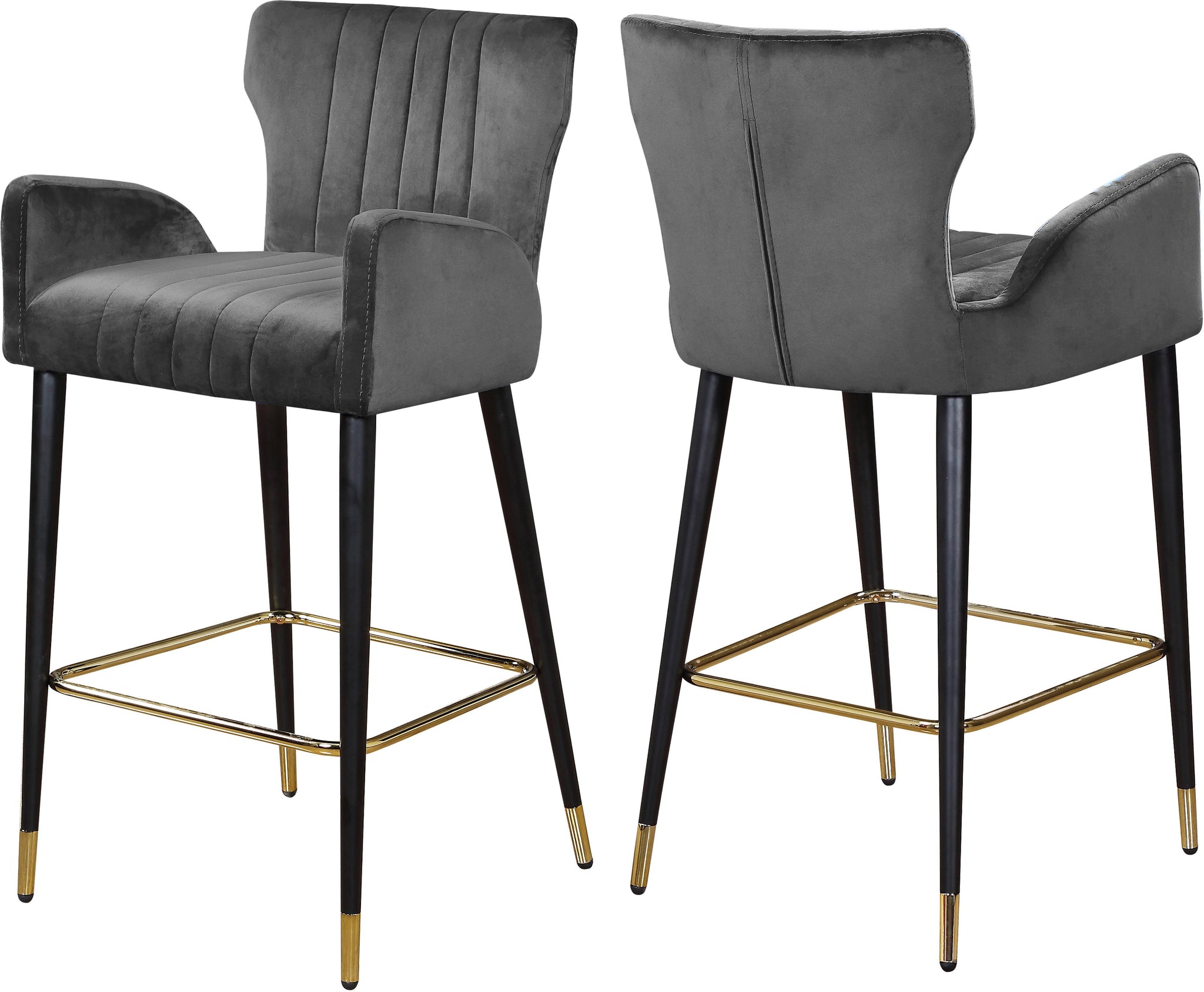 Luxe Grey Velvet Stool image