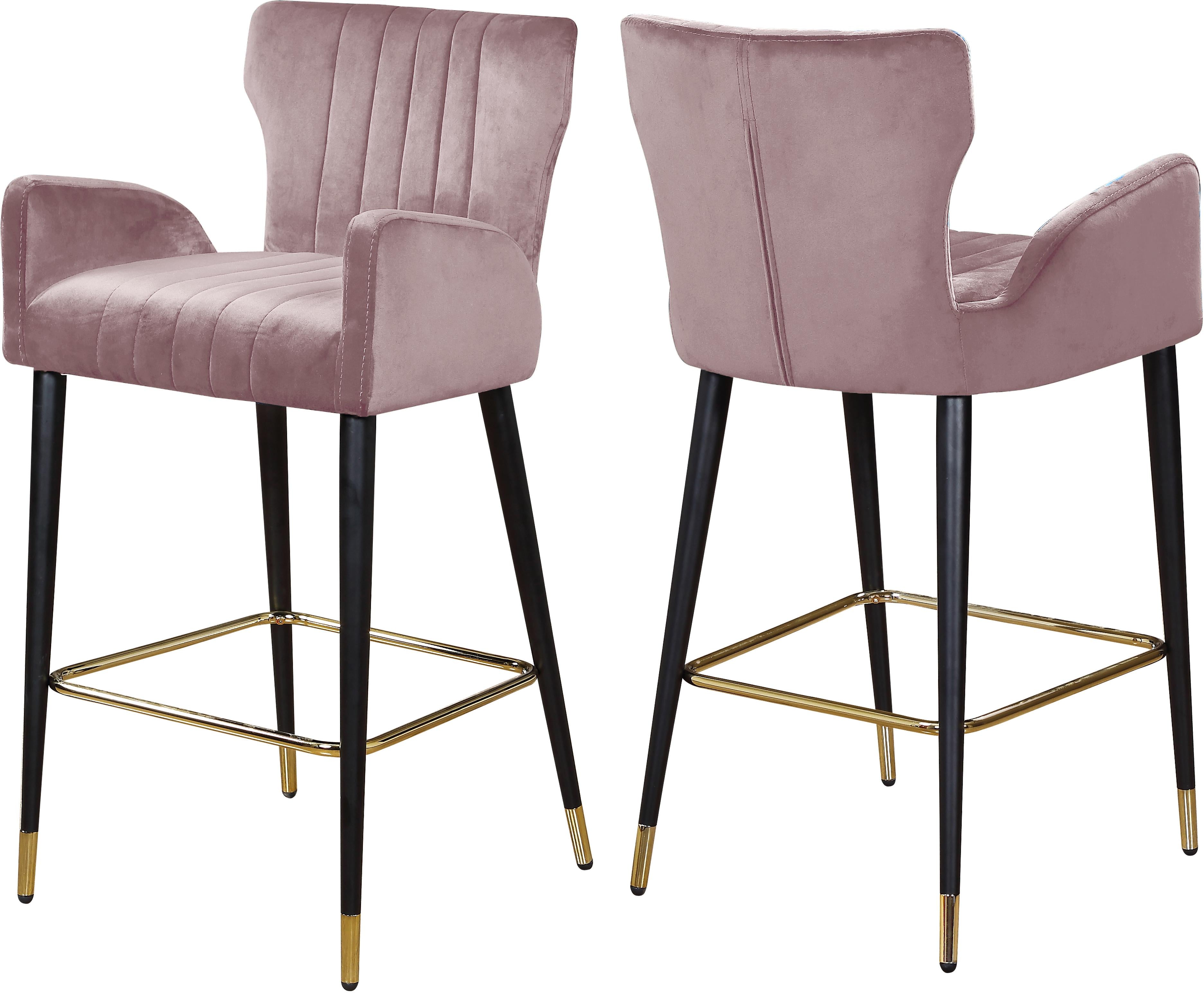 Luxe Pink Velvet Stool