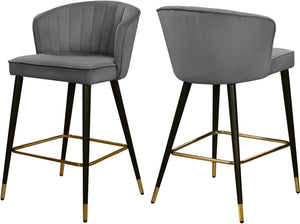 Cassie Grey Velvet Stool image