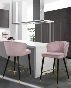 Cassie Pink Velvet Stool