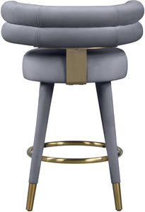 Fitzroy Grey Velvet Counter Stool