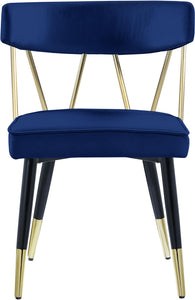 Rheingold Navy Velvet Dining Chair - Furnish 4 Less 98 (NY)*