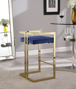 Ezra Navy Velvet Stool