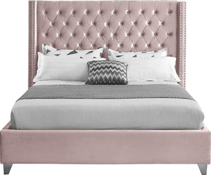 Aiden Pink Velvet Queen Bed