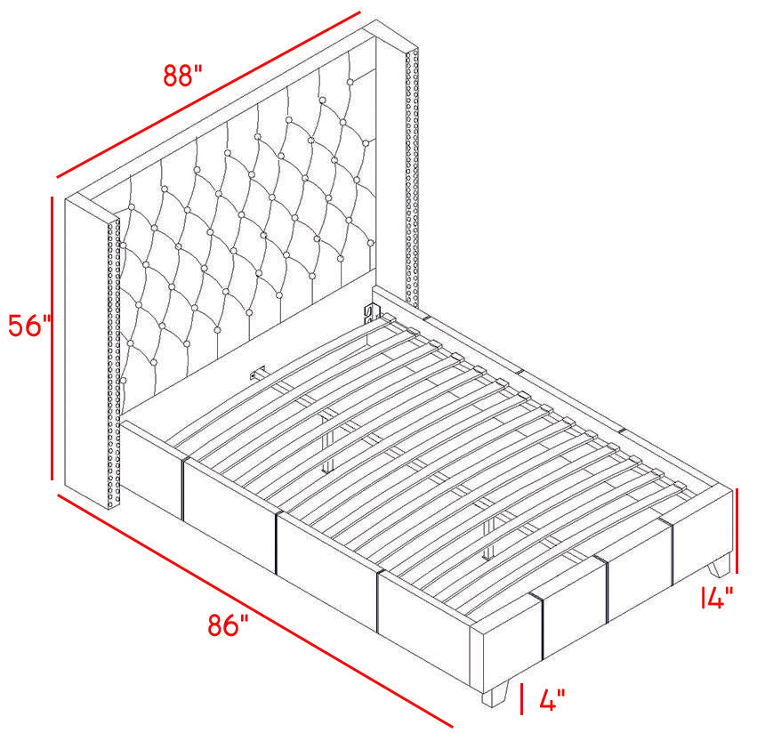 Ashton Grey Linen King Bed - Furnish 4 Less 98 (NY)*