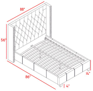 Ashton Grey Linen King Bed - Furnish 4 Less 98 (NY)*