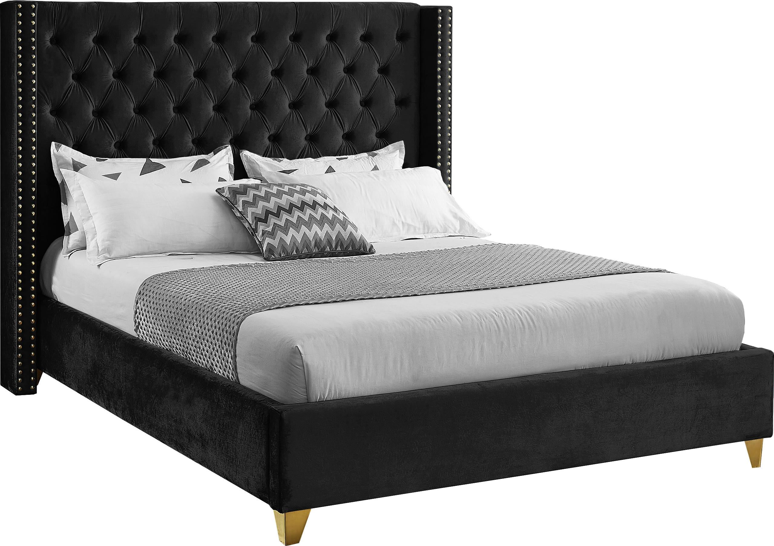 Barolo Black Velvet Queen Bed
