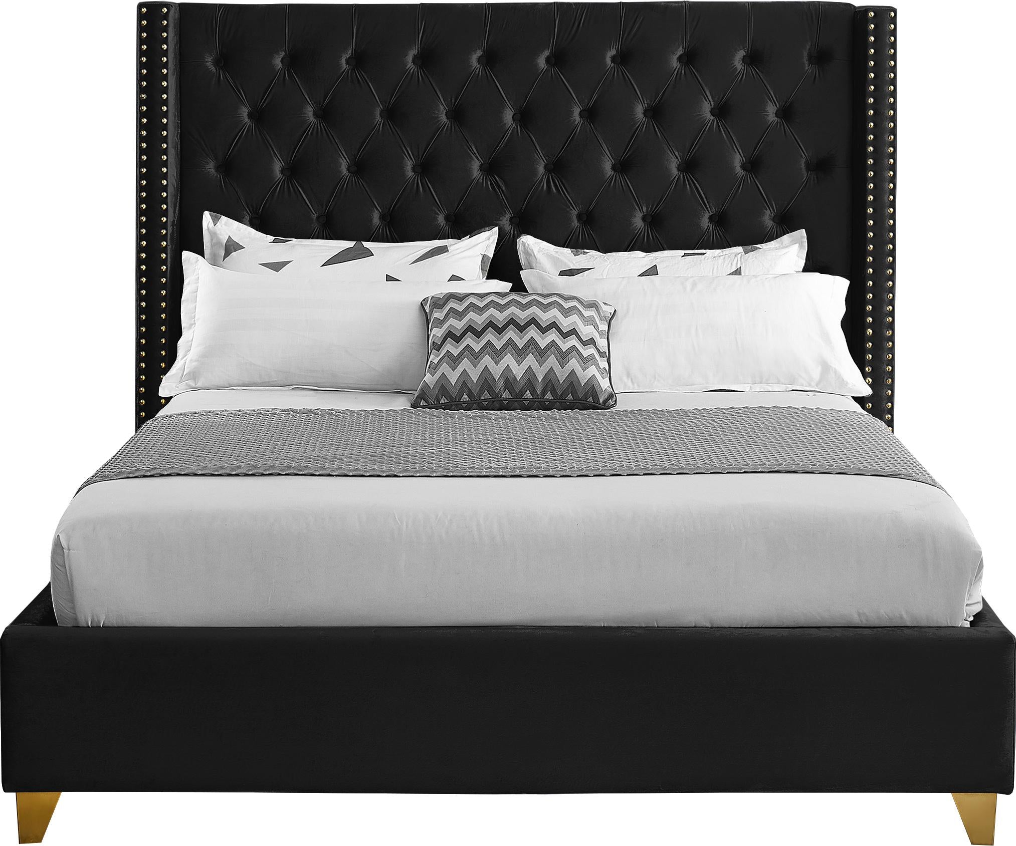 Barolo Black Velvet Full Bed - Furnish 4 Less 98 (NY)*