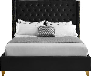 Barolo Black Velvet Full Bed - Furnish 4 Less 98 (NY)*