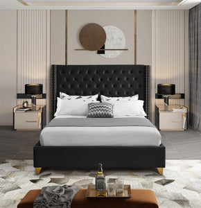 Barolo Black Velvet Full Bed - Furnish 4 Less 98 (NY)*