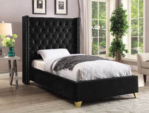 Barolo Black Velvet Twin Bed - Furnish 4 Less 98 (NY)*