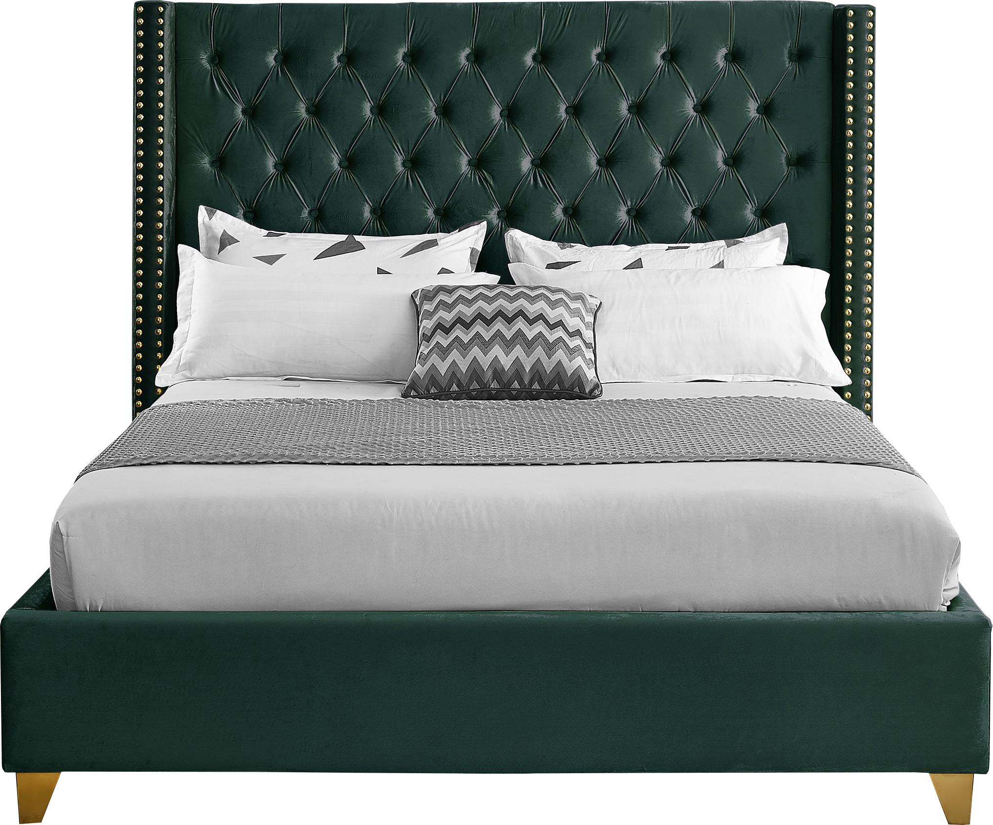 Barolo Green Velvet Full Bed - Furnish 4 Less 98 (NY)*