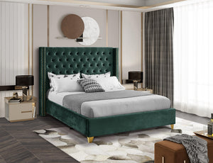 Barolo Green Velvet Full Bed - Furnish 4 Less 98 (NY)*