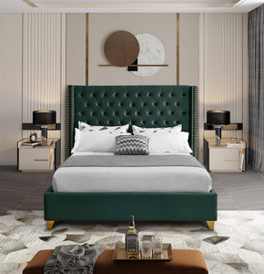 Barolo Green Velvet Full Bed - Furnish 4 Less 98 (NY)*