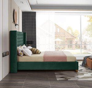 Barolo Green Velvet King Bed - Furnish 4 Less 98 (NY)*