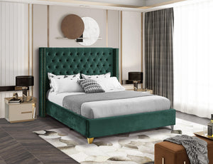 Barolo Green Velvet King Bed - Furnish 4 Less 98 (NY)*
