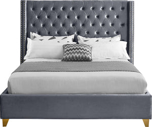 Barolo Grey Velvet Full Bed - Furnish 4 Less 98 (NY)*