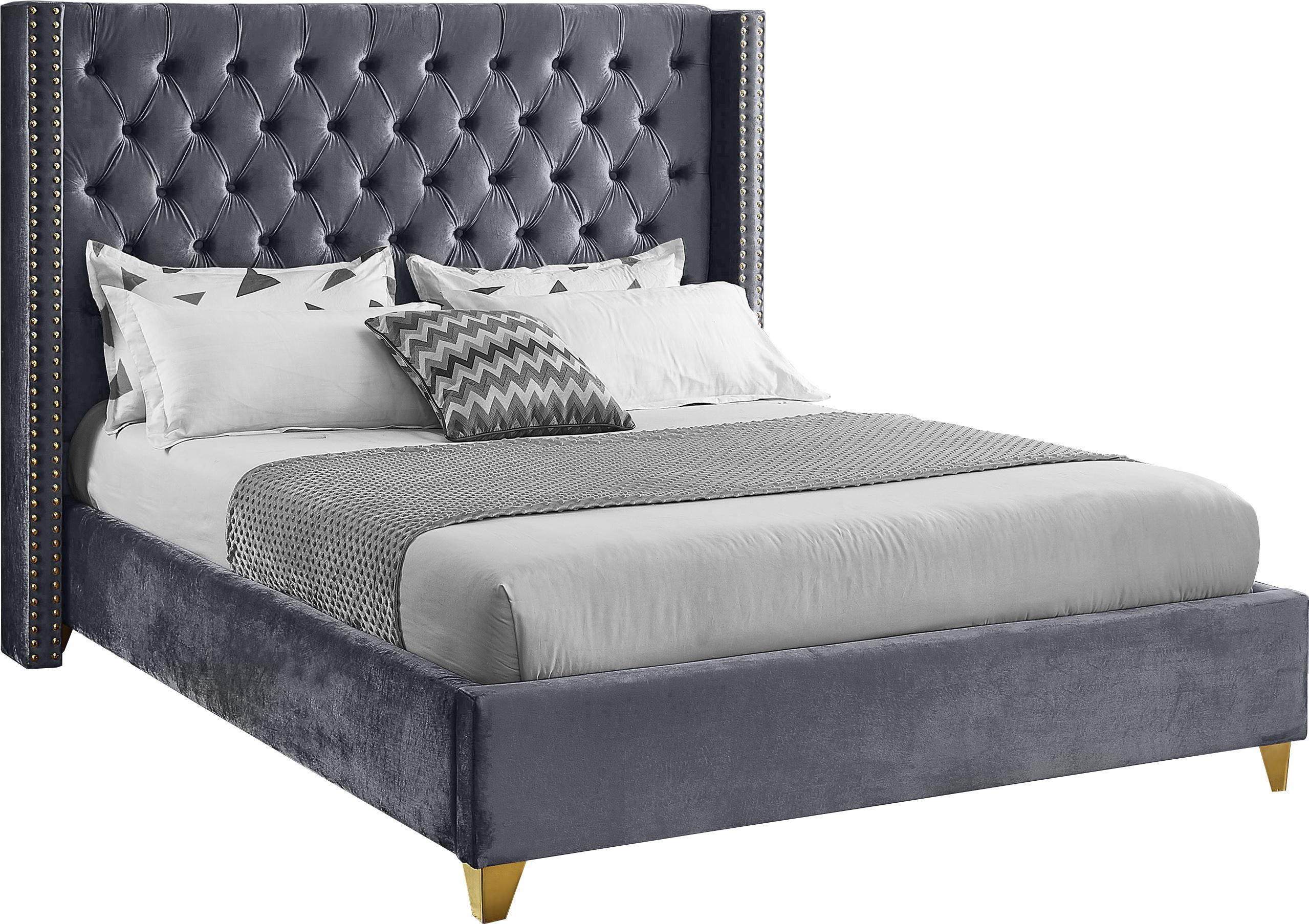 Barolo Grey Velvet King Bed