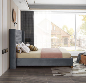 Barolo Grey Velvet Full Bed - Furnish 4 Less 98 (NY)*