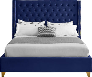 Barolo Navy Velvet Full Bed - Furnish 4 Less 98 (NY)*