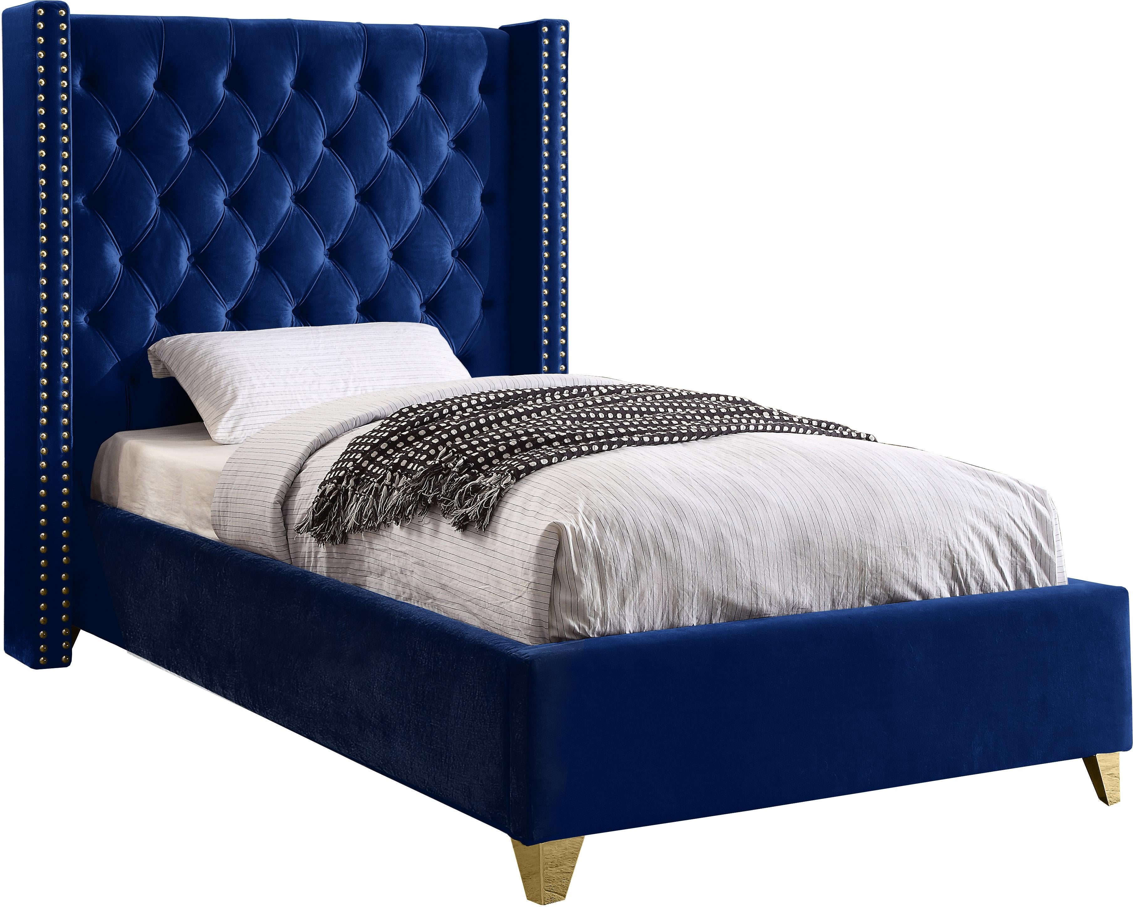 Barolo Navy Velvet Twin Bed