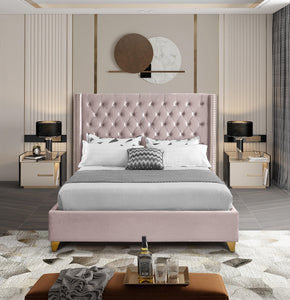 Barolo Pink Velvet King Bed - Furnish 4 Less 98 (NY)*