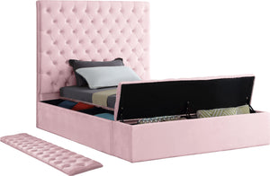 Bliss Pink Velvet Twin Bed (3 Boxes) - Furnish 4 Less 98 (NY)*