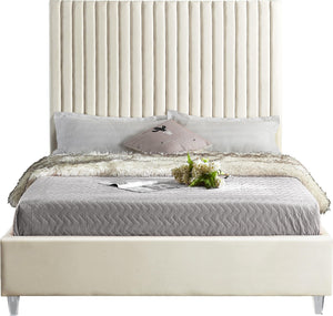 Candace Cream Velvet Full Bed - Furnish 4 Less 98 (NY)*