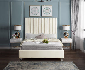 Candace Cream Velvet King Bed - Furnish 4 Less 98 (NY)*