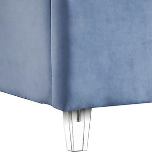 Candace Sky Blue Velvet Twin Bed - Furnish 4 Less 98 (NY)*