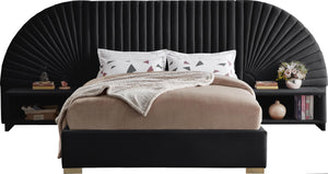 Cleo Black Velvet King Bed (3 Boxes) - Furnish 4 Less 98 (NY)*