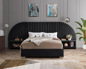 Cleo Black Velvet King Bed (3 Boxes) - Furnish 4 Less 98 (NY)*