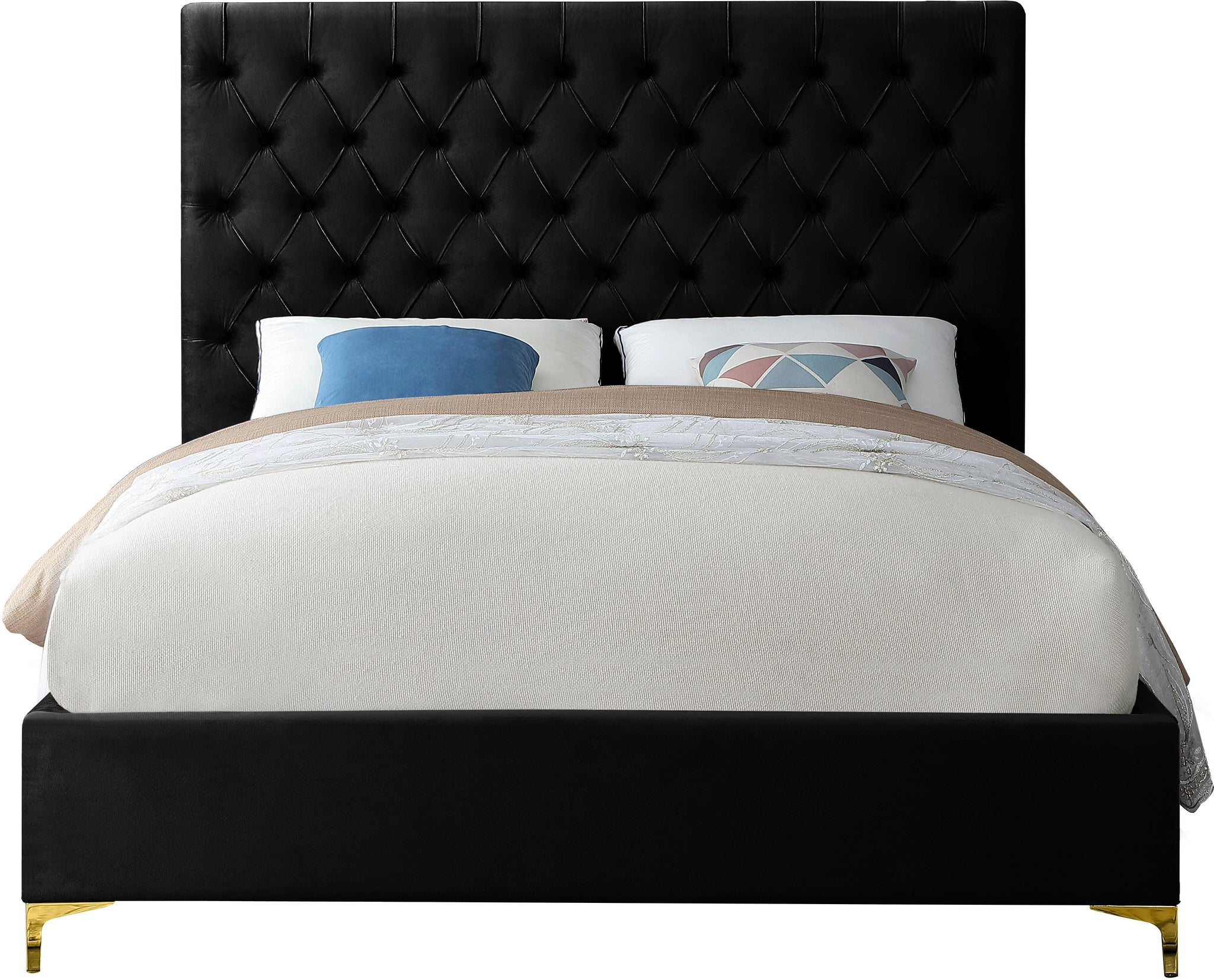 Cruz Black Velvet Full Bed - Furnish 4 Less 98 (NY)*