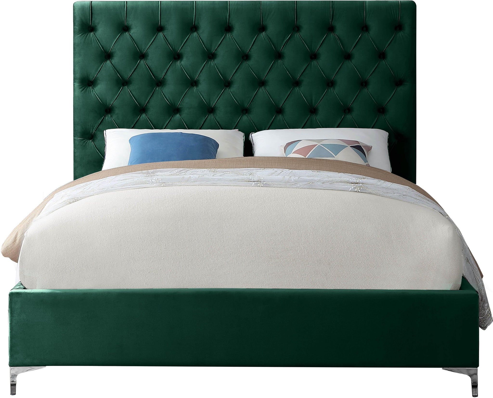 Cruz Green Velvet Queen Bed - Furnish 4 Less 98 (NY)*