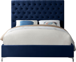 Cruz Navy Velvet Full Bed - Furnish 4 Less 98 (NY)*