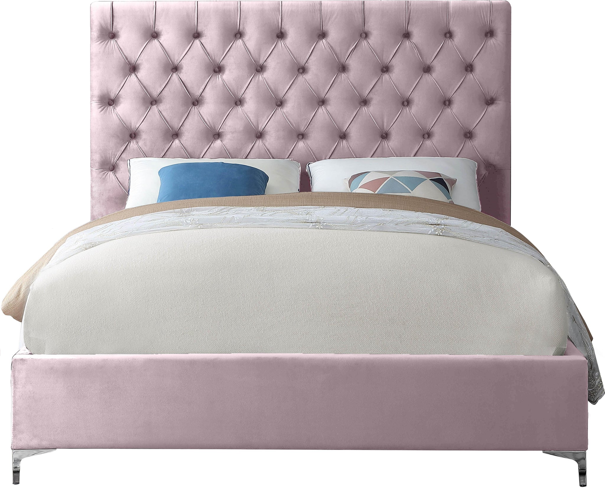 Cruz Pink Velvet King Bed - Furnish 4 Less 98 (NY)*