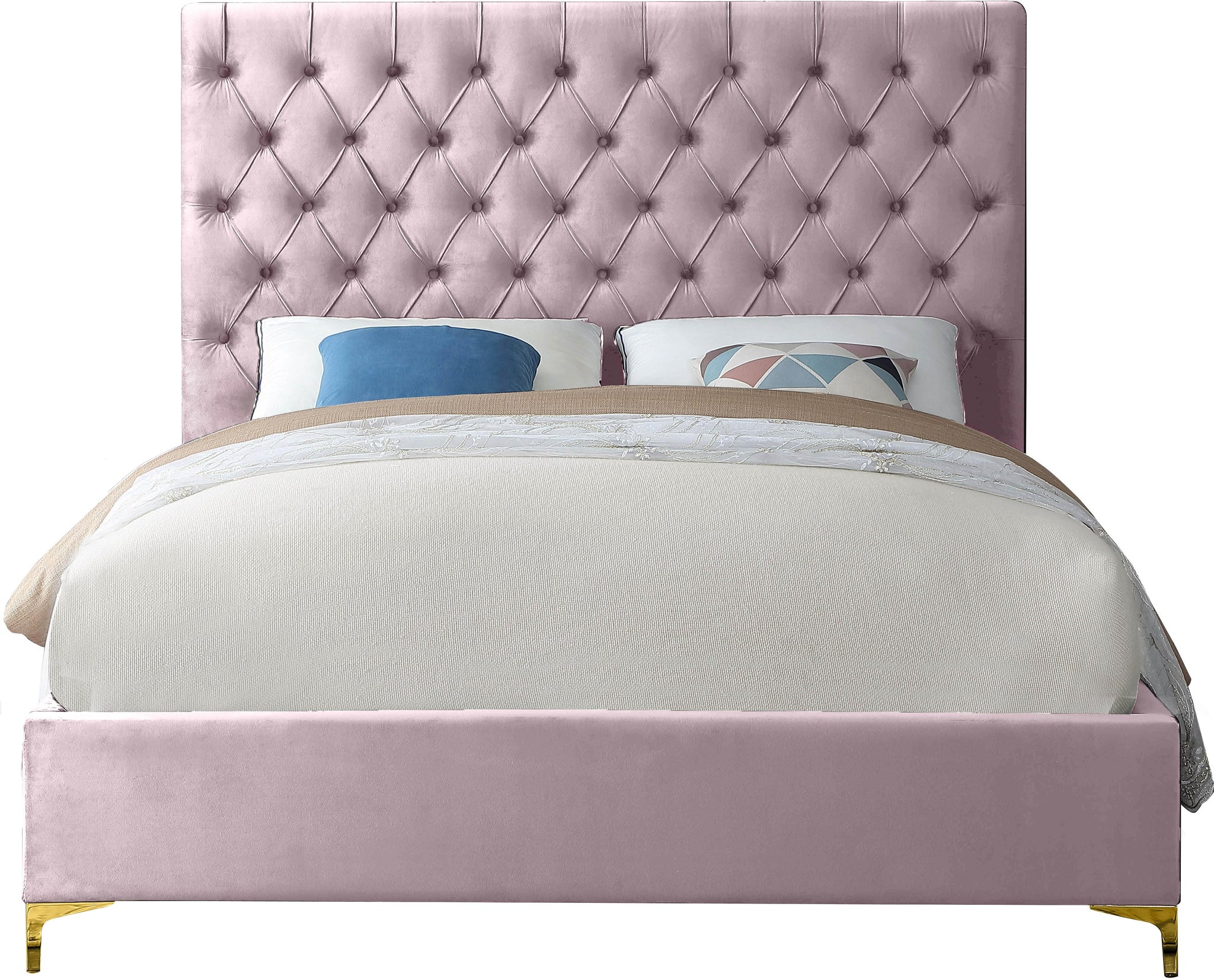 Cruz Pink Velvet King Bed - Furnish 4 Less 98 (NY)*