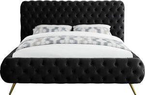 Delano Black Velvet King Bed - Furnish 4 Less 98 (NY)*