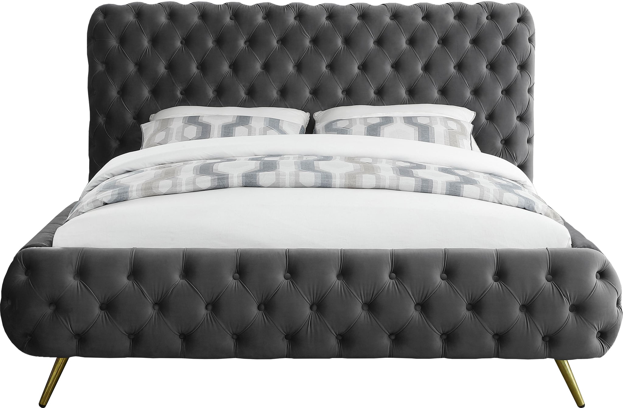 Delano Grey Velvet King Bed - Furnish 4 Less 98 (NY)*