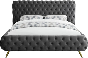 Delano Grey Velvet Queen Bed - Furnish 4 Less 98 (NY)*