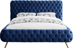 Delano Navy Velvet King Bed - Furnish 4 Less 98 (NY)*