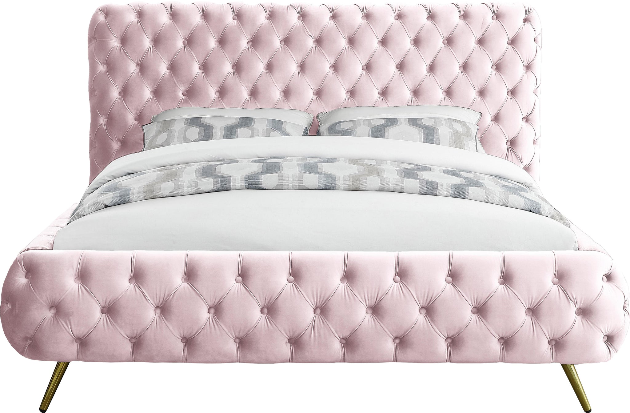 Delano Pink Velvet King Bed - Furnish 4 Less 98 (NY)*