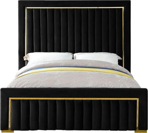 Dolce Black Velvet King Bed (3 Boxes) - Furnish 4 Less 98 (NY)*