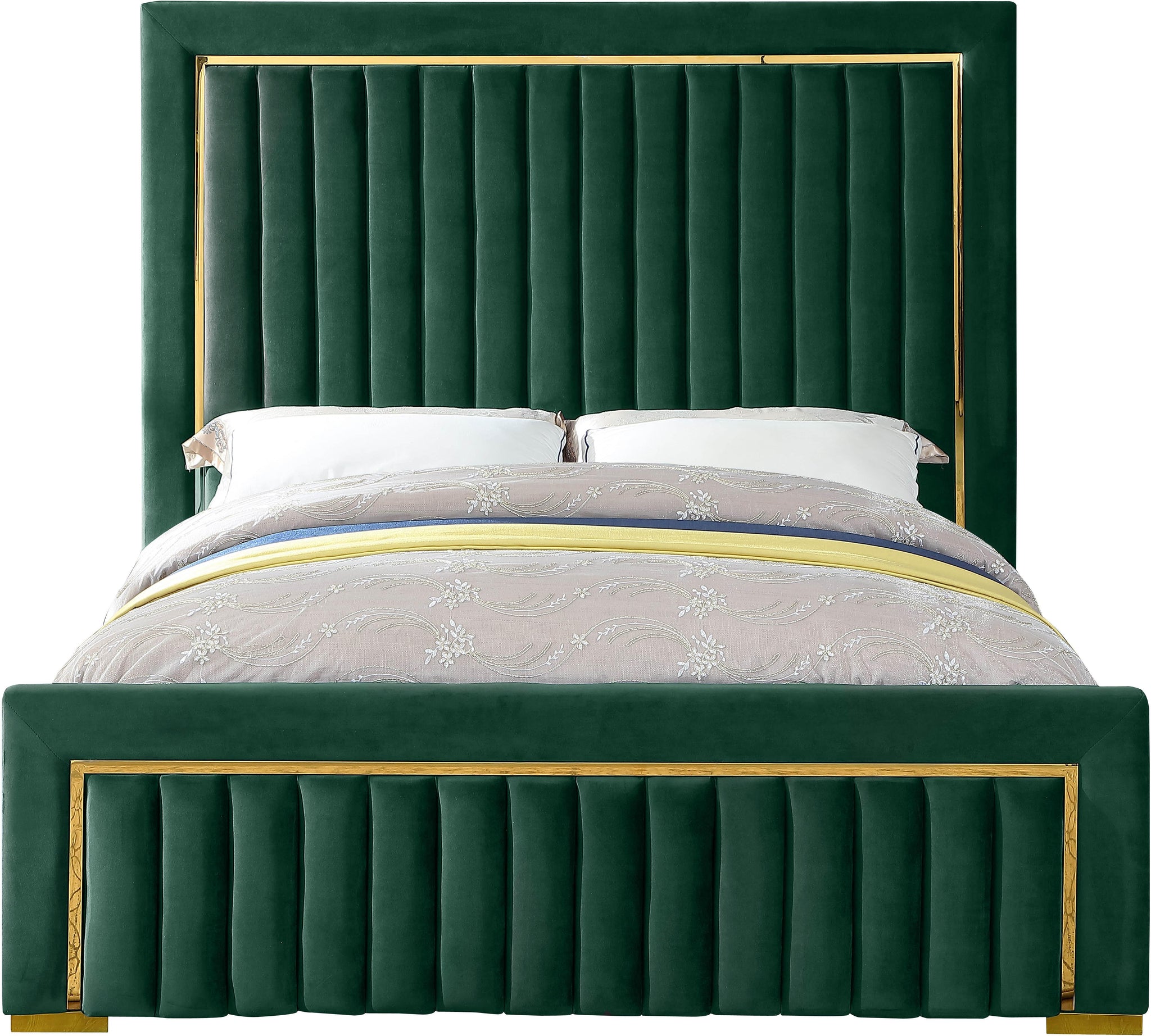 Dolce Green Velvet King Bed (3 Boxes) - Furnish 4 Less 98 (NY)*