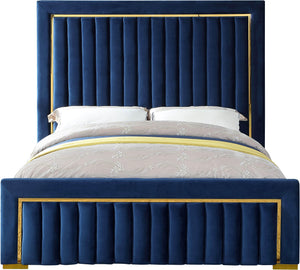 Dolce Navy Velvet King Bed (3 Boxes) - Furnish 4 Less 98 (NY)*