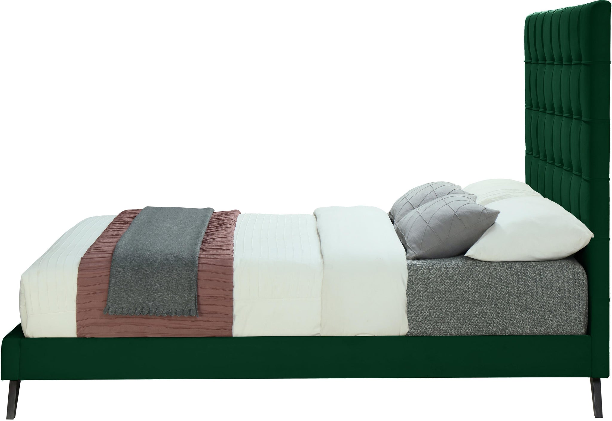 Elly Green Velvet Queen Bed - Furnish 4 Less 98 (NY)*